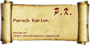 Parsch Karion névjegykártya